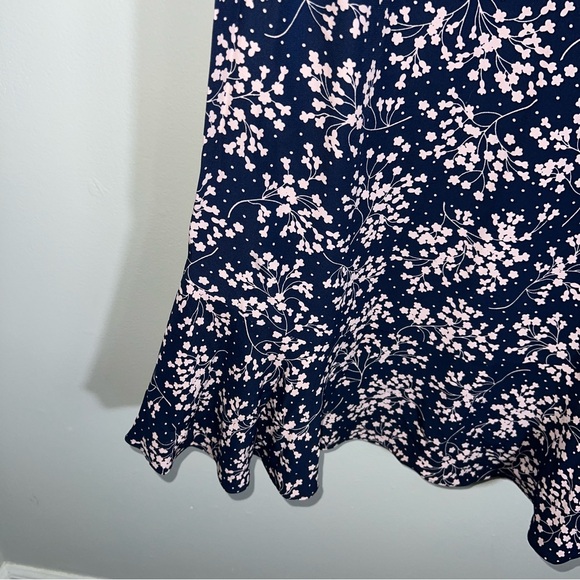 Boden 3/4 Sleeve Shift Dress-Ruffle Sleeves & Hem-Blue Pink Floral-Size 8 - Picture 5 of 9